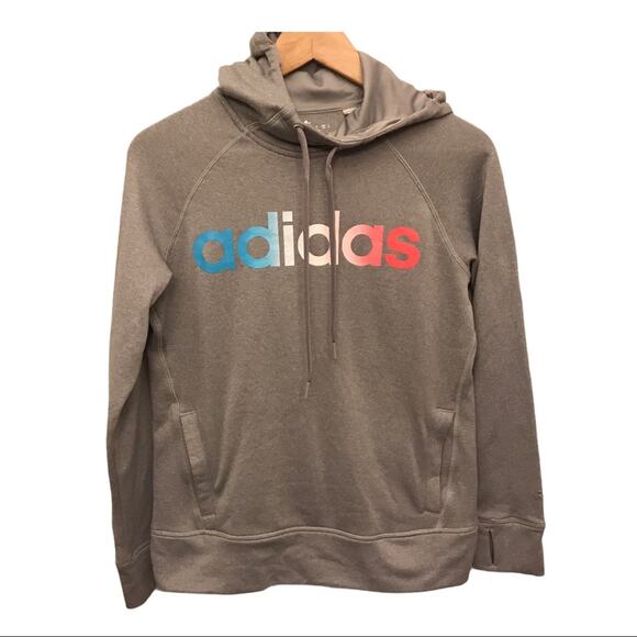 Adidas Graphic Hoodie Sweatshirt Small Womens Gray - Picture 2 of 5